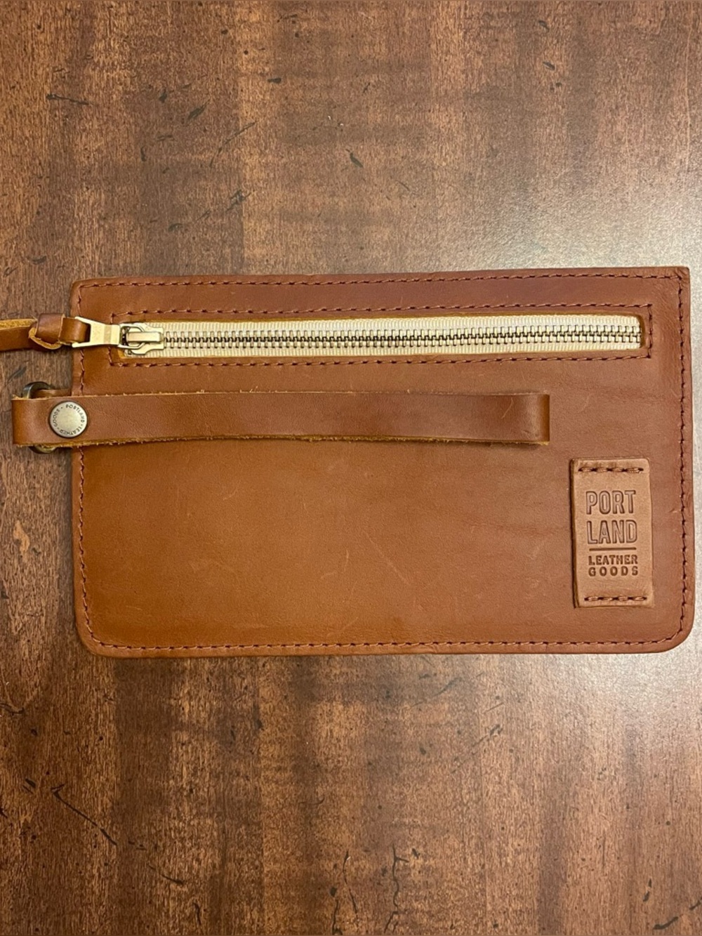 Portland Leather Goods Adriana Pouch - Honey Brown - Removable Wristlet Strap